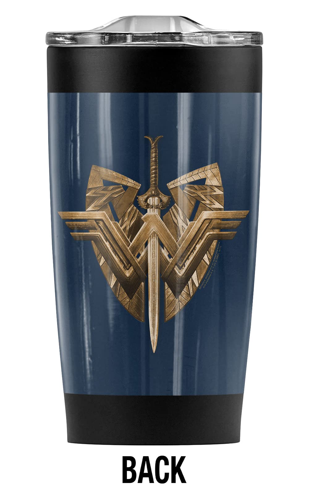 Logovision Wonder Woman Movie Sword Emblem Stainless Steel Tumbler 20 oz Coffee Travel Mug/Cup, Vacuum Insulated & Double Wall with Leakproof Sliding Lid | Great for Hot Drinks and Cold Beverages