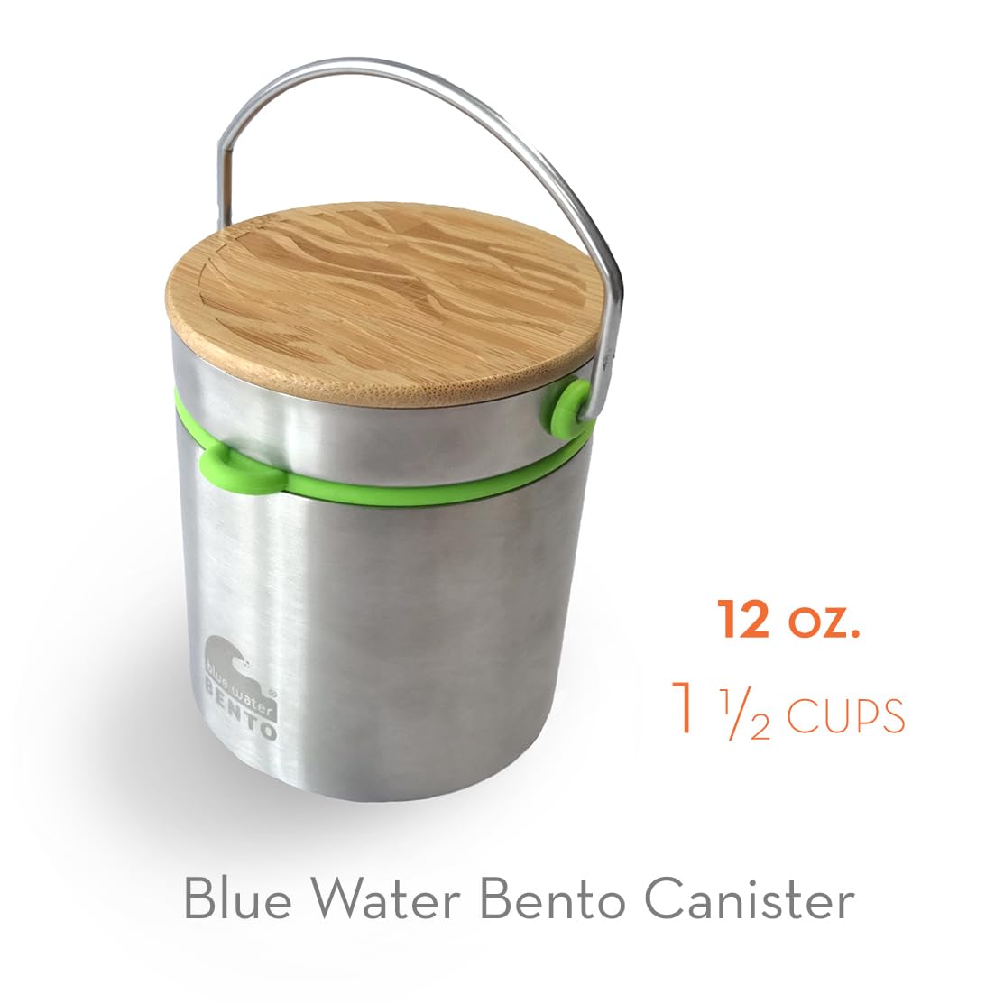 Ecolunchbox Vacuum Insulated Eco-Friendly Blue Water Bento Thermos Canister - Holds 1.5 Cups - Circular Design