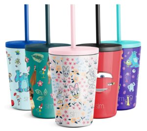 simple modern disney water bottle for kids reusable cup with straw sippy lid insulated stainless steel thermos tumbler for toddlers girls boys 12oz tumbler daisy duck garden