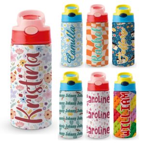 personalized 16.9oz printed water bottle for women men with straw | custom insulated sports water bottle with name | customized christmas birthday gift cup for adults son daughter school office travel