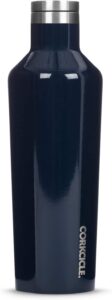 corkcicle insulated water bottle canteen with screw off top, travel cup, gloss midnight navy 16oz