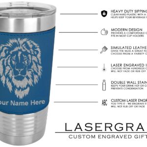 LaserGram 20oz Vacuum Insulated Tumbler Mug, Chiropractic Symbol, Personalized Engraving Included (Faux Leather, Blue)