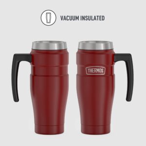 THERMOS Stainless King Vacuum-Insulated Travel Mug, 16 Ounce, Rustic Red Stainless King Vacuum-Insulated Beverage Bottle, 40 Ounce, Rustic Red Bundle