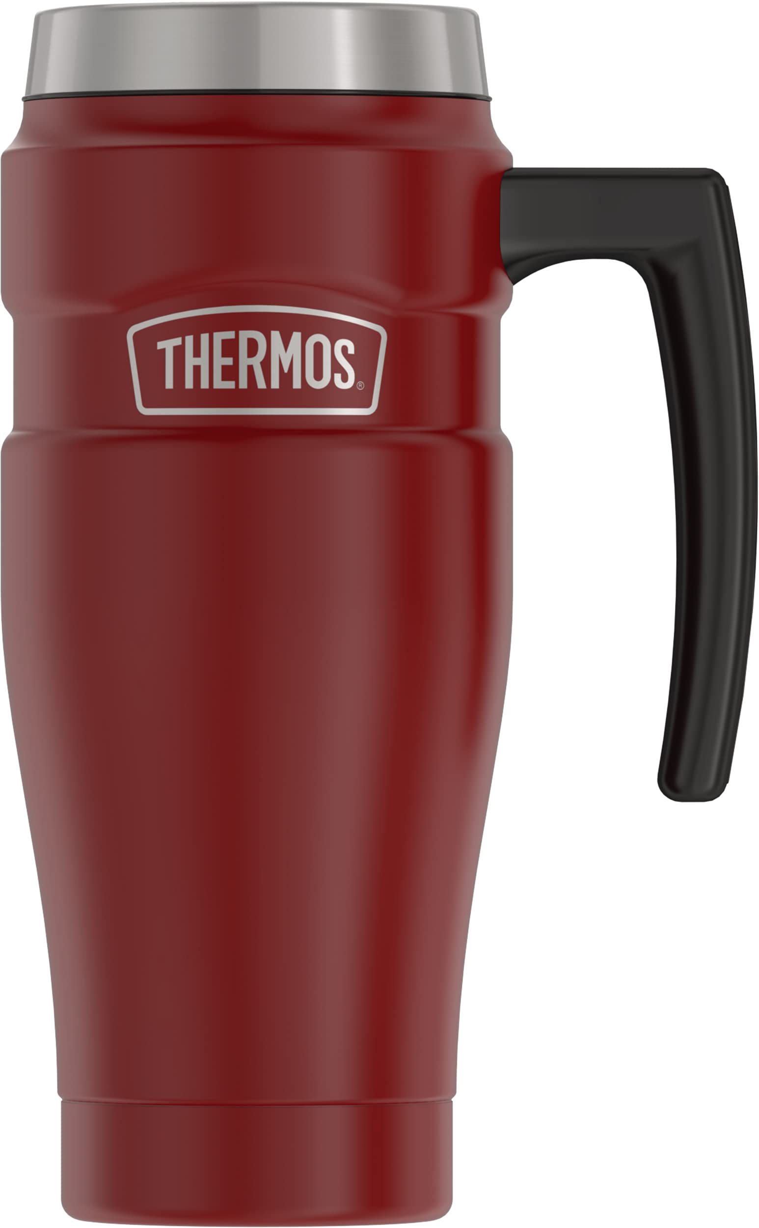 THERMOS Stainless King Vacuum-Insulated Travel Mug, 16 Ounce, Rustic Red Stainless King Vacuum-Insulated Beverage Bottle, 40 Ounce, Rustic Red Bundle