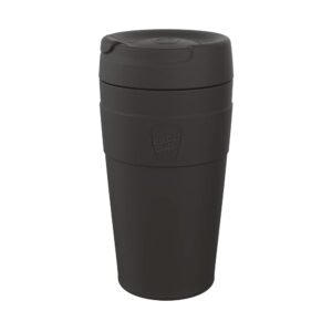 keepcup traveller reusable travel mug - vacuum insulated cup with leakproof sipper lid | 16oz/454ml - black