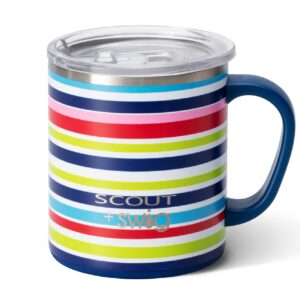 Swig Life + SCOUT Camper Mug, 12oz Travel Mug with Handle and Lid, Stainless Steel, Dishwasher Safe, Triple Insulated Coffee Mug Tumbler in On Your Markers Print