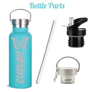 Busparst Personalized Water Bottles Insulated with Straw,Custom Engraved Sport Water Bottle with Name,Customized Stainless Steel Water Bottle for Girl and Boys.