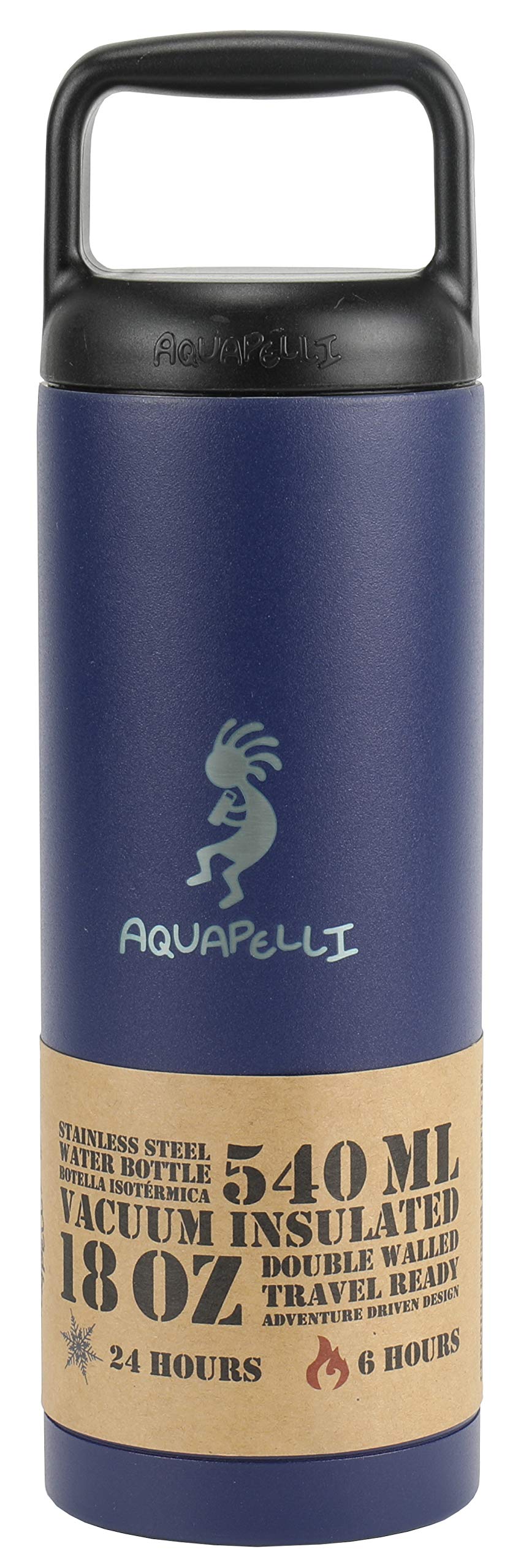 Aquapelli Vacuum Insulated Water Bottle, 18 ounces, Blueprint Blue