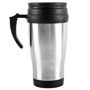 kingman stainless steel insulated coffee travel mug with snap lid & handle (1 pack)