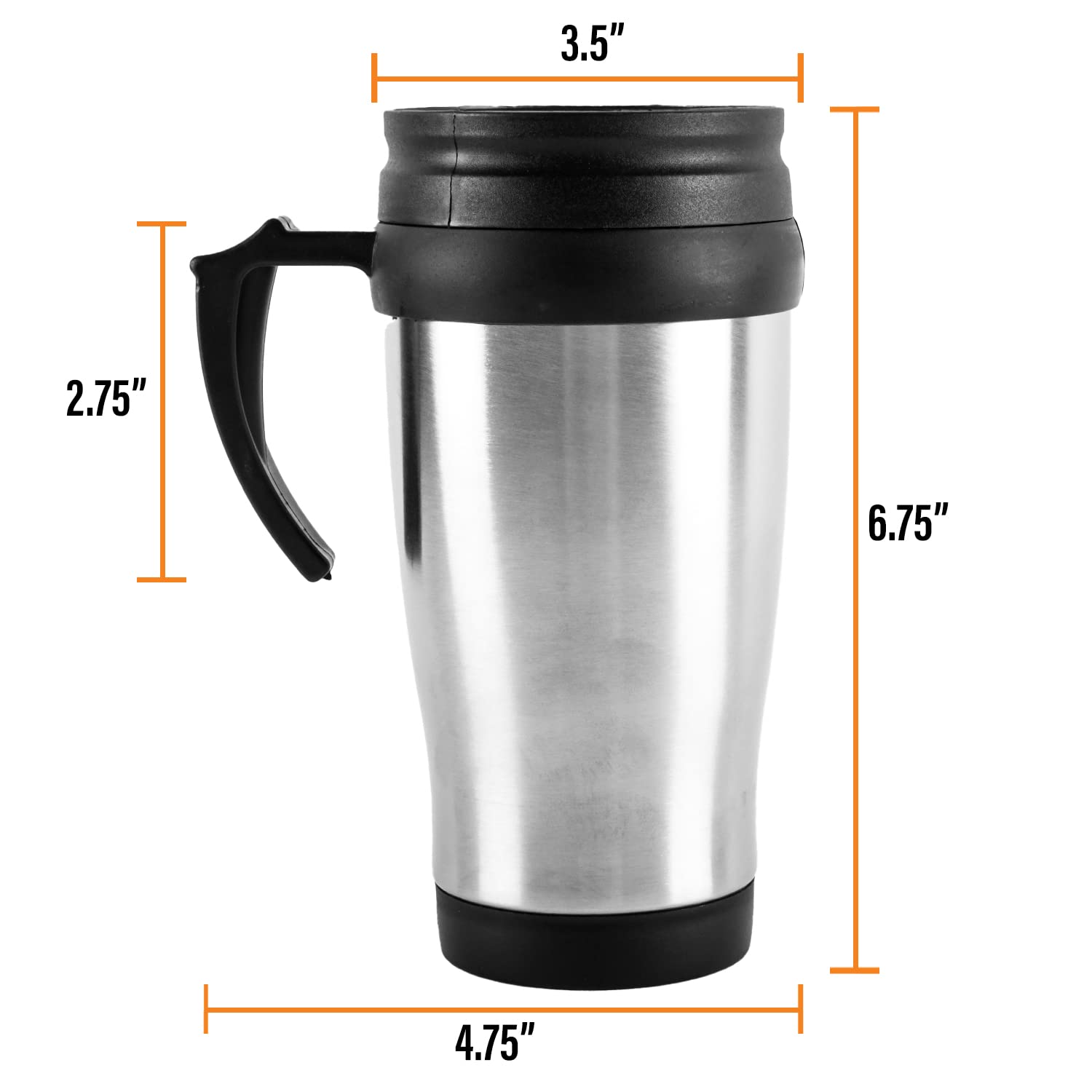 Kingman Stainless Steel Insulated Coffee Travel Mug with Snap Lid & Handle (1 Pack)