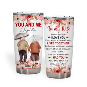 destwa sentimental gifts for wife from husband, birthday gifts for wife, gifts for her, gifts for wives, presents for wife, best gift for my wife romantic 20 oz stainless steel coffee tumbler