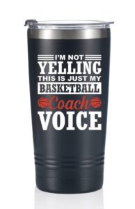 onebttl basketball coach gifts, funny gift idea for appreciation, christmas, birthday, 20oz stainless steel insulated travel mug - i'm not yelling