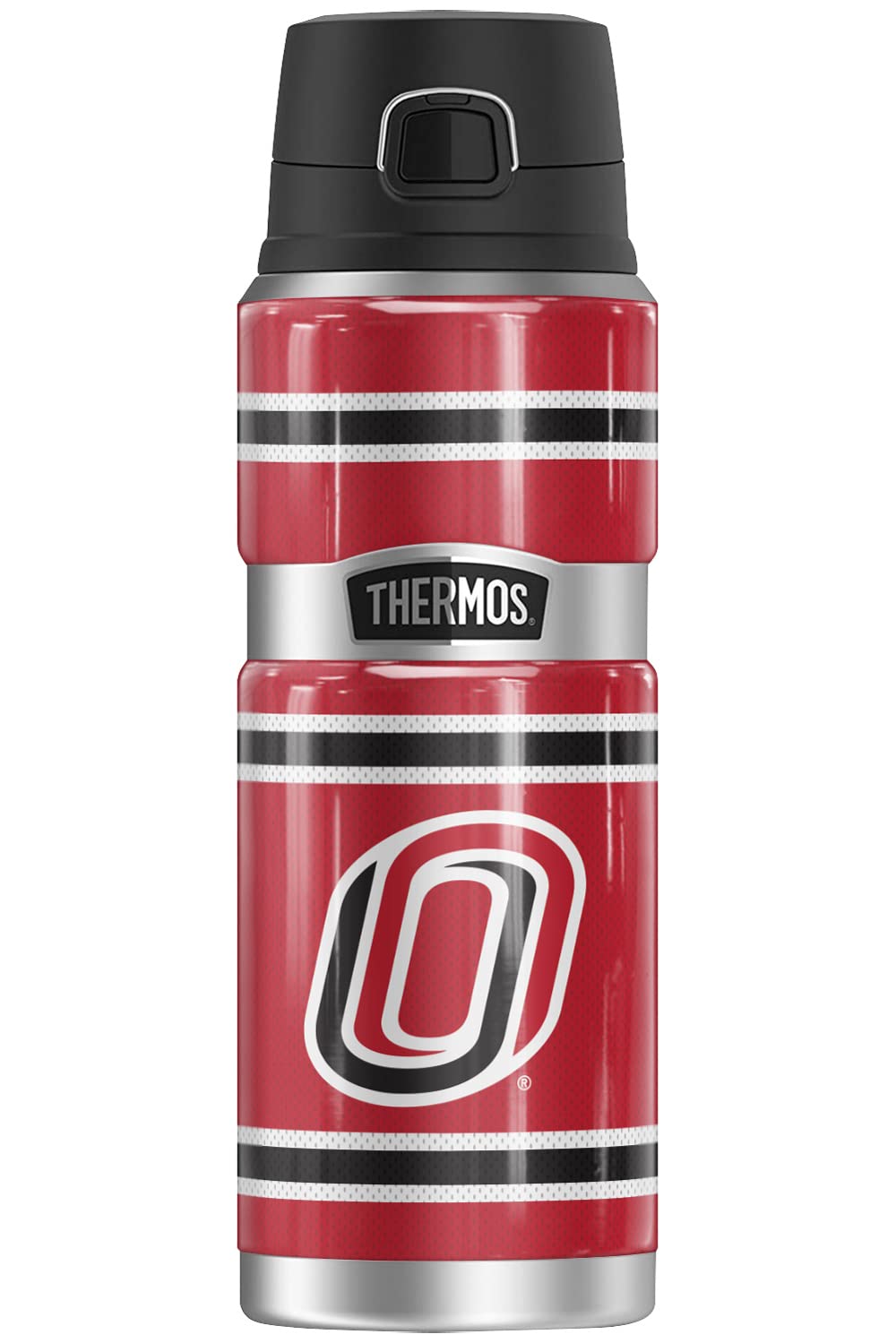 THERMOS University of Nebraska at Omaha OFFICIAL Jersey Stripes STAINLESS KING Stainless Steel Drink Bottle, Vacuum insulated & Double Wall, 24oz