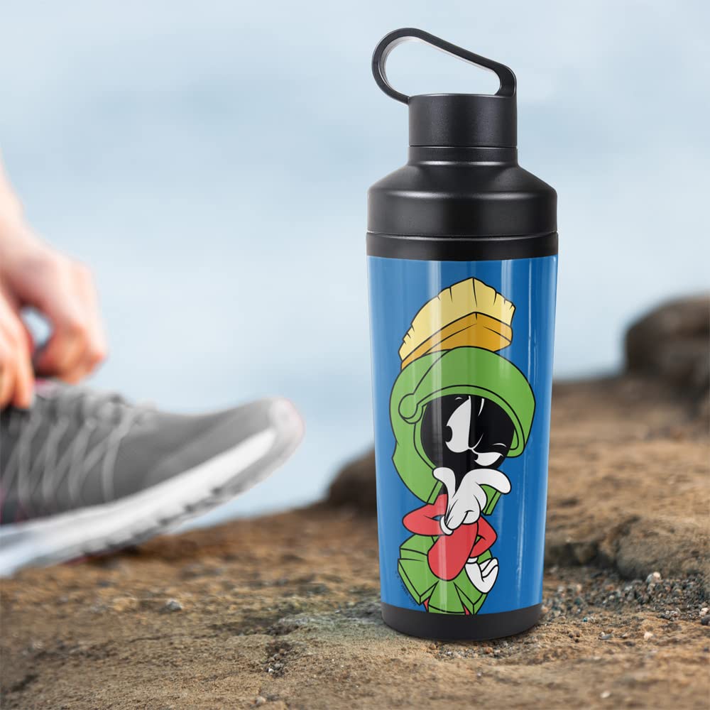 Looney Tunes OFFICIAL Marvin The Martian 18 oz Insulated Water Bottle, Leak Resistant, Vacuum Insulated Stainless Steel with 2-in-1 Loop Cap