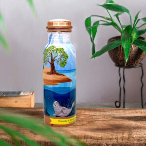 Moonovator EcoBottles – 100% Pure Copper Water Bottles | Easy-To-Use and Carry, Fancy Prints | Non-Insulated Bottles with Health Benefits and Emphasizing on Social Causes (Multi)