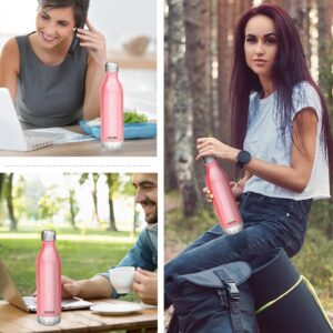 Milton Bliss 600 Vacuum Insulated Thermosteel Water Bottle/Flask | 18 oz | 540 ml | 24 hours Hot & Cold, 18/8 Stainless Steel, BPA Free, Food Grade, Leak-Proof | Pink