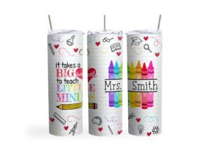 20oz skinny tumbler personalized teacher gift - stainless steel double wall insulated cup with lid and straw