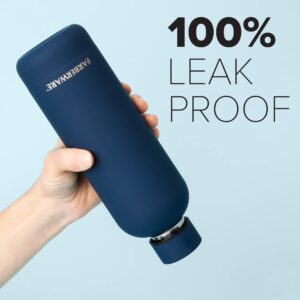 Farberware Stainless Steel Water Bottle, 48 Hrs Cold, 12 Hrs Hot, Double Wall Insulated, Leakproof Sweat Free Design (16oz, Blue)