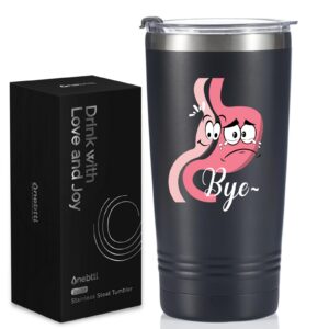 onebttl bariatric surgery gifts, surgery gastric awareness gift for her/him, gastric sleeve surgery medical gift, 20 oz travel tumbler with lid and straw, gift box and card included, bye b*tch