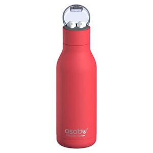 asobu earphone h2 audio insulated water bottle stainless steel 20 ounce (red)