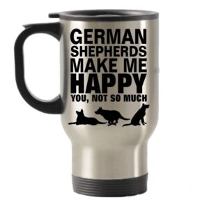 dogsmakemehappy german shepherd travel mug, german shepherd tumbler, german shepherd gifts, german shepherd lover gift, german shepherd make me happy, german shepherd coffee travel mug