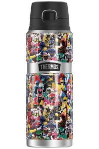 power rangers crowd of rangers thermos stainless king stainless steel drink bottle, vacuum insulated & double wall, 24oz
