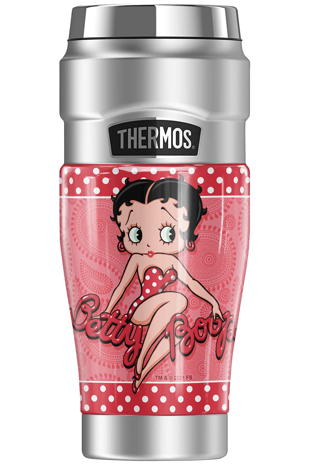 THERMOS Betty Boop Paisley Dots STAINLESS KING Stainless Steel Travel Tumbler, Vacuum insulated & Double Wall, 16oz