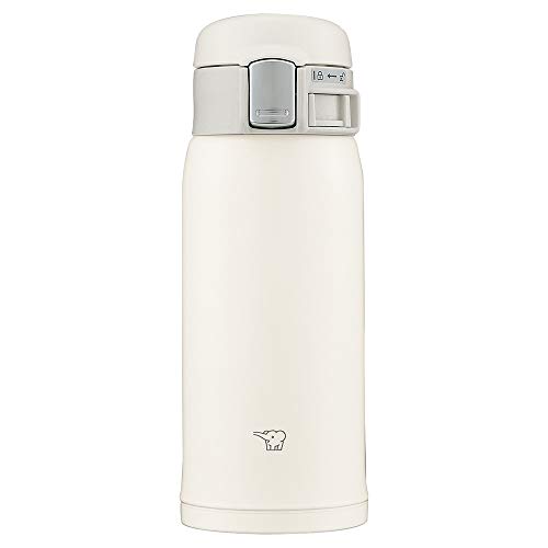 Zojirushi SM-SF36-WM Water Bottle, Direct Drinking, One-Touch Opening, Stainless Steel Mug, 12.2 fl oz (360 ml), Pale White