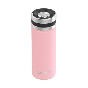 NAYAD Roamer Stainless Steel Vacuum Insulated Thermos, Automotive Cup Holder Compatible Travel Coffee Mug Water Bottle with Lid for Iced Cold/Hot, 18 oz, Rose