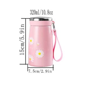 Daisy fresh creative water cup, portable thermos cup (Pink)