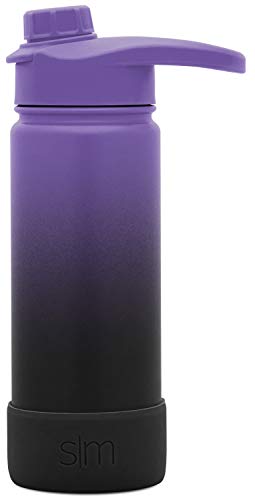 Simple Modern 18oz Water Bottle, Insulated Reusable Wide Mouth Stainless Steel Metal Flask with Chug Lid and Silicone Boot, Ombre: Violet Sky