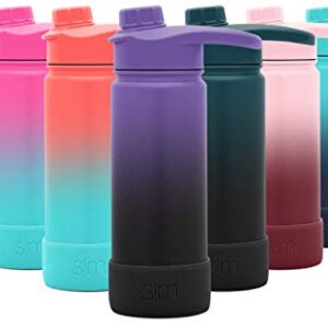 Simple Modern 18oz Water Bottle, Insulated Reusable Wide Mouth Stainless Steel Metal Flask with Chug Lid and Silicone Boot, Ombre: Violet Sky