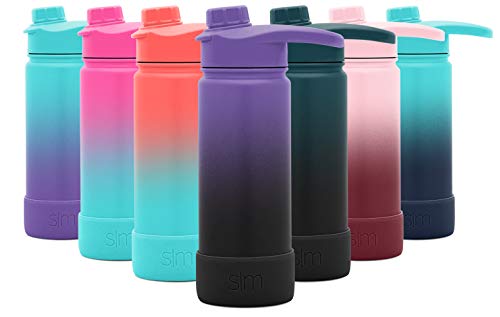 Simple Modern 18oz Water Bottle, Insulated Reusable Wide Mouth Stainless Steel Metal Flask with Chug Lid and Silicone Boot, Ombre: Violet Sky