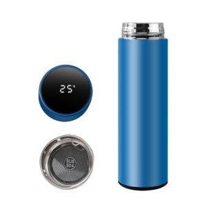 Smart Water Bottle Stainless Steel Vacuum Flask,Travel Mug with Smart LCD Touch Screen, Keep Hot Or Cold, Car Portable Travel Tea Coffee Vacuum Thermoses Cup,Insulated Water Bottle (Blue)