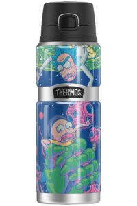 rick and morty rick and morty rescue thermos stainless king stainless steel drink bottle, vacuum insulated & double wall, 24oz