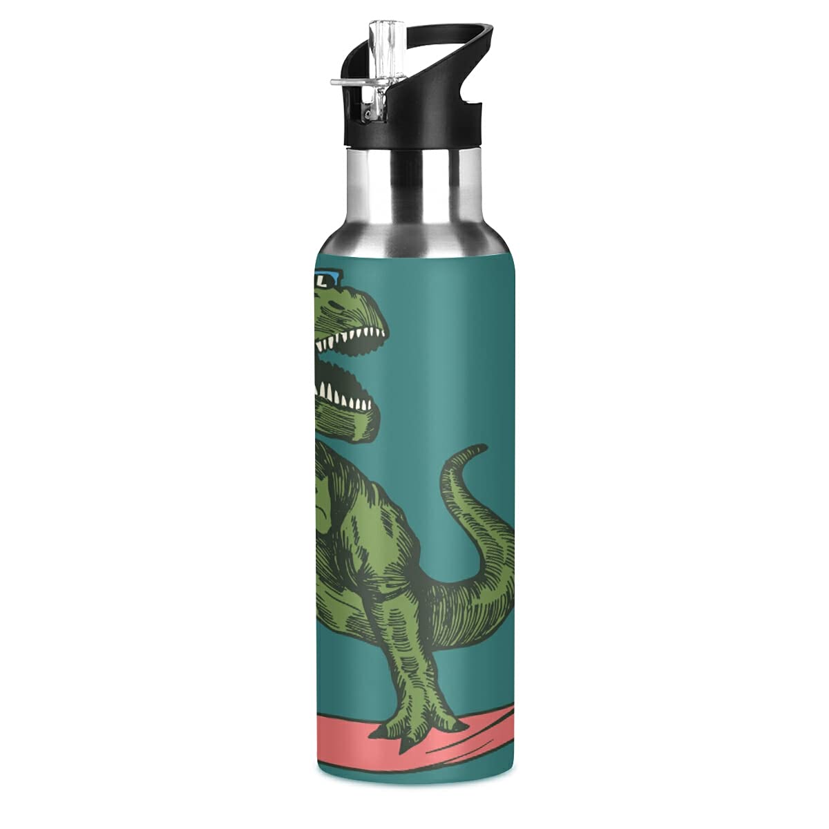 senya Water Bottle Handle Straw Lid Skateboard Dinosaur Vacuum Insulated Stainless Steel Thermos Water Bottle Leak Proof Sports Coffee Maker Cup