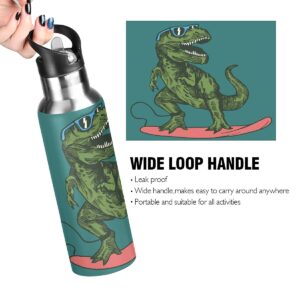 senya Water Bottle Handle Straw Lid Skateboard Dinosaur Vacuum Insulated Stainless Steel Thermos Water Bottle Leak Proof Sports Coffee Maker Cup