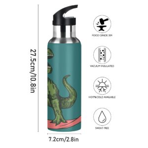 senya Water Bottle Handle Straw Lid Skateboard Dinosaur Vacuum Insulated Stainless Steel Thermos Water Bottle Leak Proof Sports Coffee Maker Cup