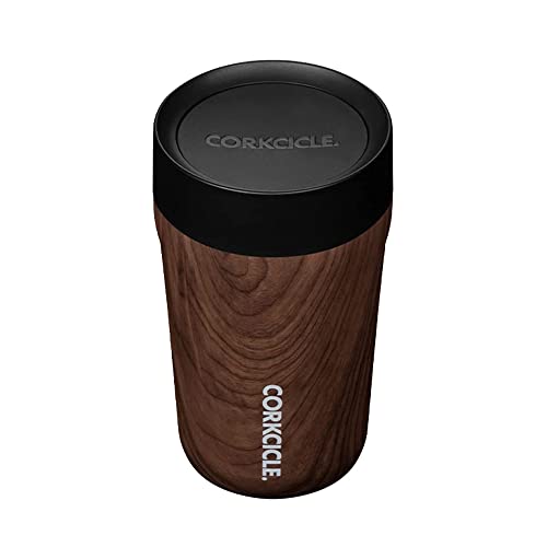 Corkcicle Commuter Cup Insulated Stainless Steel Spill Proof Travel Coffee Mug Keeps Beverages Cold for 9 Hours and Hot for 3 Hours, Walnut Wood, 9 oz