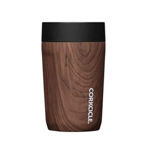 Corkcicle Commuter Cup Insulated Stainless Steel Spill Proof Travel Coffee Mug Keeps Beverages Cold for 9 Hours and Hot for 3 Hours, Walnut Wood, 9 oz