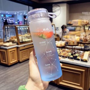 jzsmy juice cute water bottle glass water bottles 460ml matte portable water cup creative handy cup kawaii bottles milk bottle water juice smoothie drinking cup for home office school (blue)