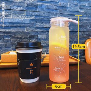 JZSMY Juice Cute Water Bottle Glass Water Bottles 460ML Matte Portable Water Cup Creative Handy Cup Kawaii Bottles Milk Bottle Water Juice Smoothie Drinking Cup for Home Office School (Blue)