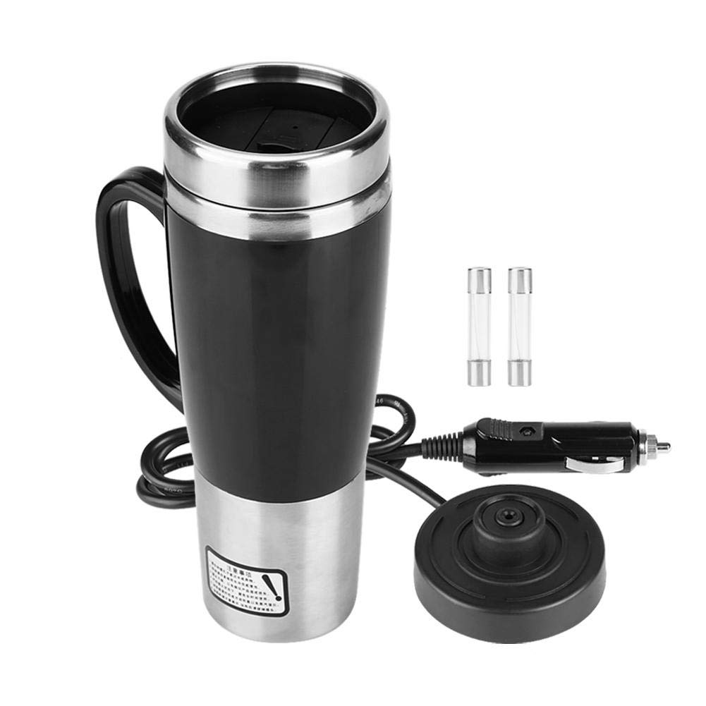 Yosoo Health Gear 450ml Car Travel Heating Mug, Travel Car Electric Cup, Stainless Steel Car Heated Kettle with Car for Heating Water Coffee Tea Milk (12V)