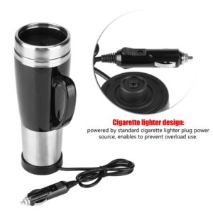 Yosoo Health Gear 450ml Car Travel Heating Mug, Travel Car Electric Cup, Stainless Steel Car Heated Kettle with Car for Heating Water Coffee Tea Milk (12V)