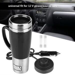 Yosoo Health Gear 450ml Car Travel Heating Mug, Travel Car Electric Cup, Stainless Steel Car Heated Kettle with Car for Heating Water Coffee Tea Milk (12V)