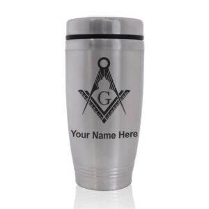 skunkwerkz commuter travel mug, freemason symbol, personalized engraving included