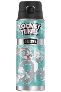 looney tunes bugs bunny circle pattern thermos stainless king stainless steel drink bottle, vacuum insulated & double wall, 24oz