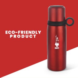 Bialetti - Stainless-steel Water Bottle 15,55oz with Lid/Cup: Double-Layered Vacuum Insulated, Keeps Drink Cold for 24 Hours and Hot for 12 Hours, Grey