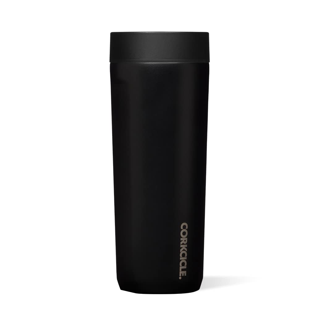 Corkcicle Commuter Cup Insulated Stainless Steel Leak Proof Travel Coffee Mug Keeps Beverages Cold for 9 Hours and Hot for 3 Hours, Matte Black, 17 oz