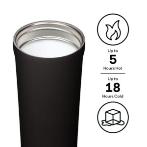 Corkcicle Commuter Cup Insulated Stainless Steel Leak Proof Travel Coffee Mug Keeps Beverages Cold for 9 Hours and Hot for 3 Hours, Matte Black, 17 oz